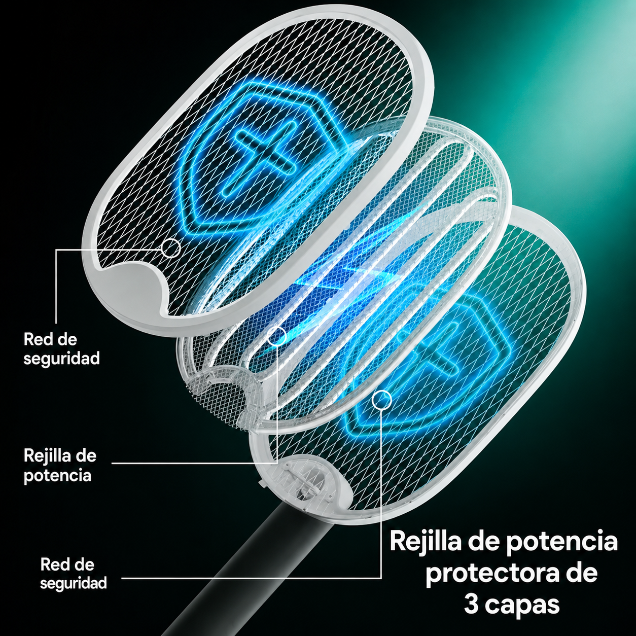 Raqueta Eléctrica 3 en 1 Recargable