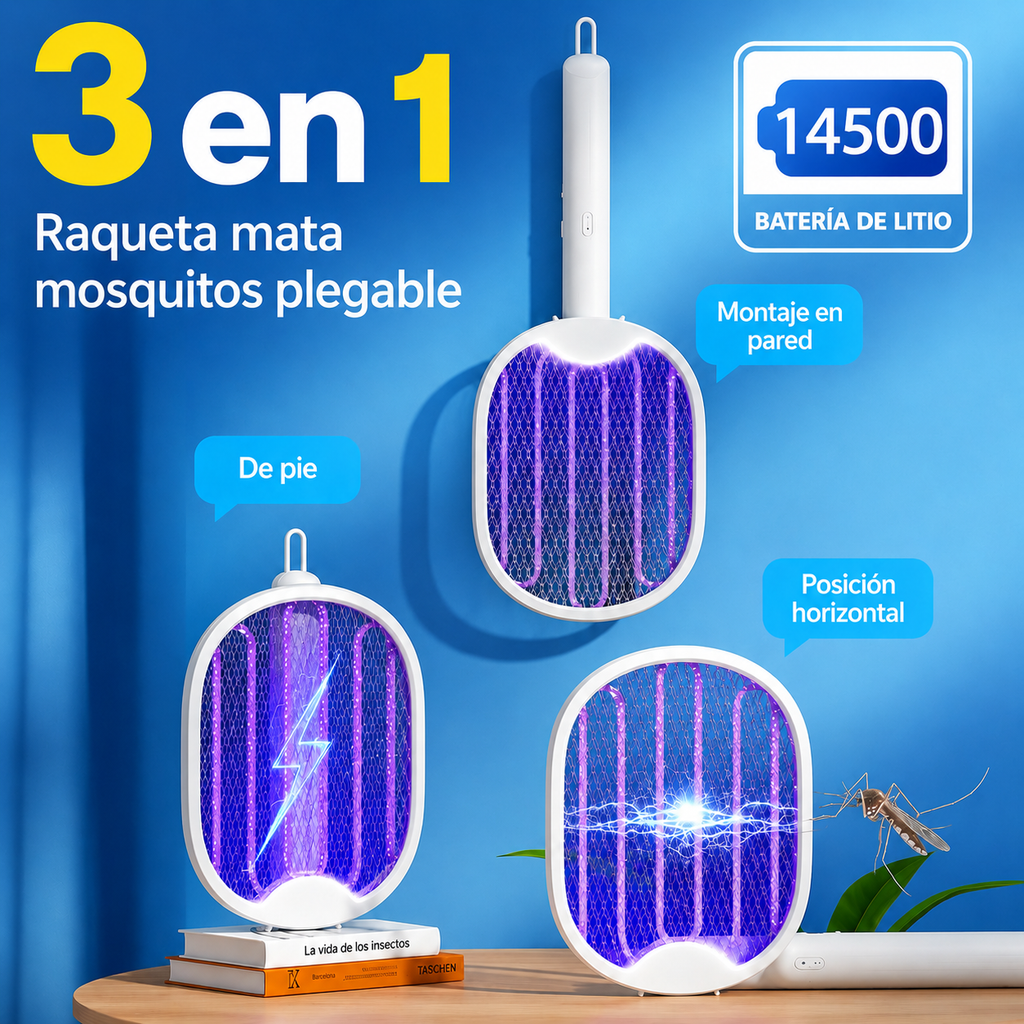 Raqueta Eléctrica 3 en 1 Recargable